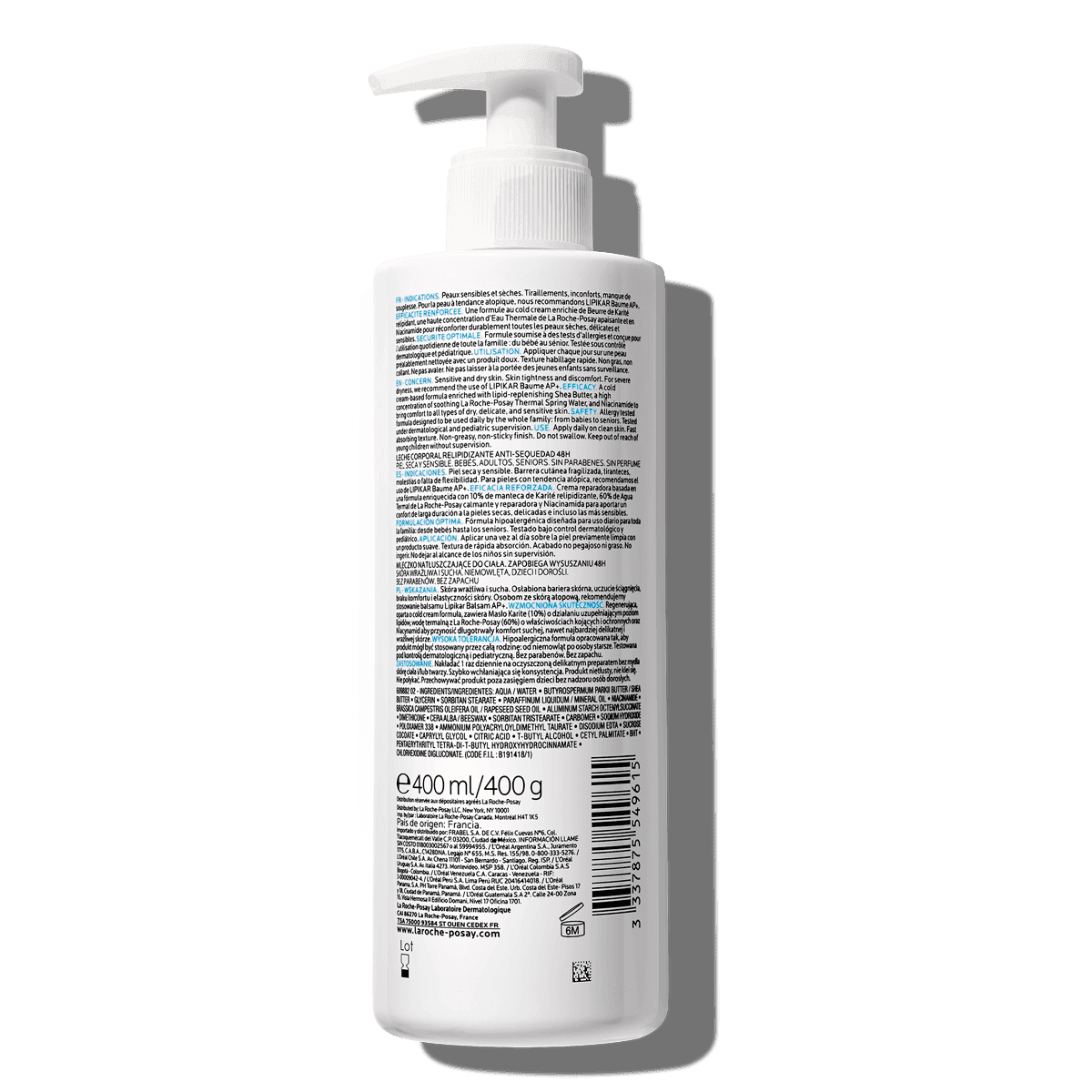 La Roche Posay Body Care Lipikar Body Milk 400ml 3337875549615 Back